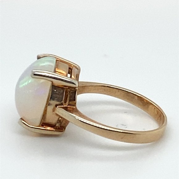 White Precious Opal 6.18ct Golden Rhodium Finish Solid 925 Sterling Silver Ring - Picture 6 of 6